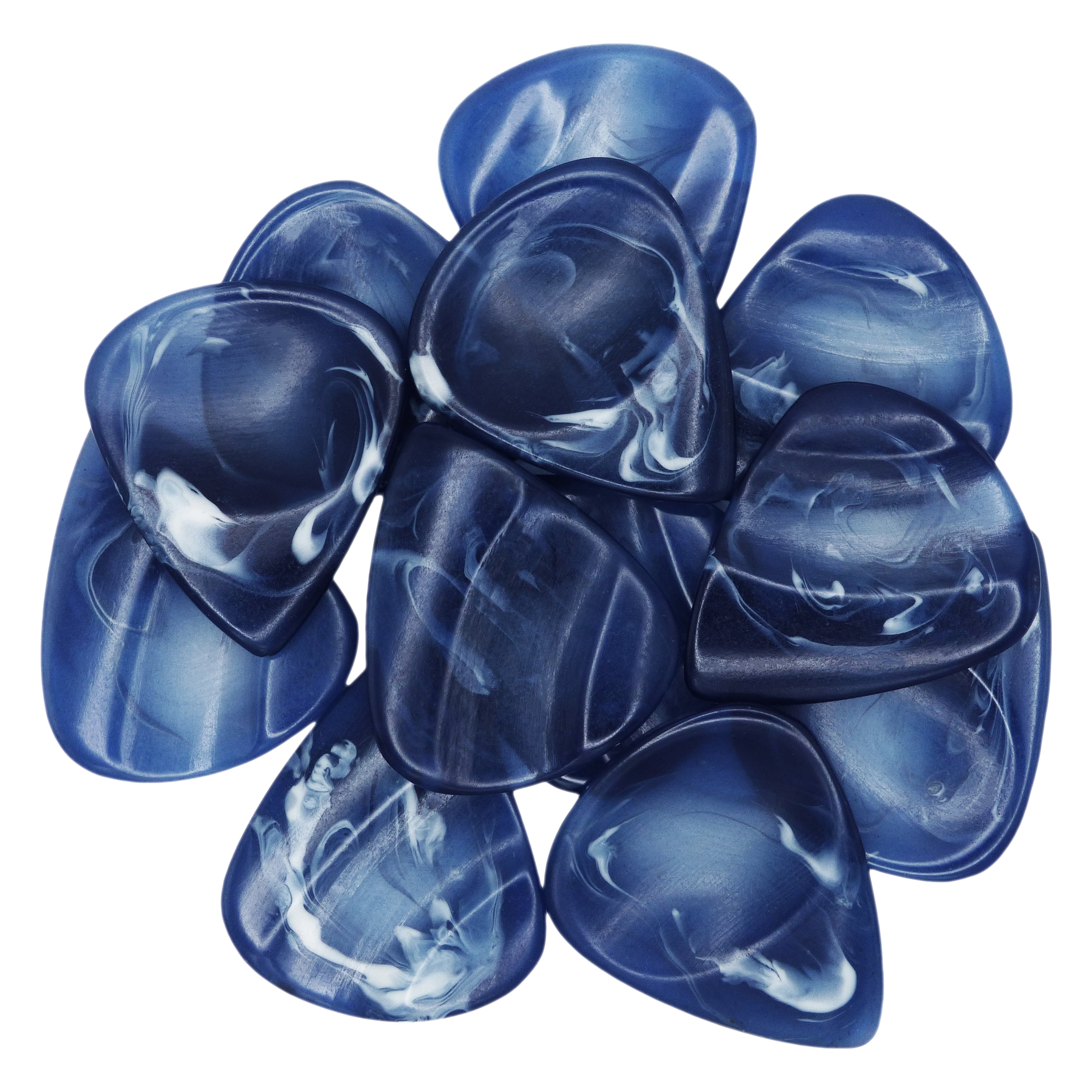 Dark Blue With White Swirls Resin Guitar Or Bass Pick - 3.0 mm Ultra Heavy Gauge - 351 Groove Shape - Polished Finish Hand Poured And Handmade Specialty Exotic Plectrum Exotic Plectrums