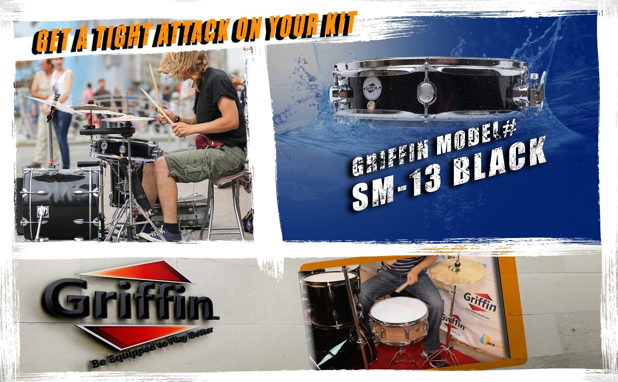 Piccolo Snare Drum 13" x 3.5" by GRIFFIN - 100% Poplar Wood Shell with Black PVC & White Coated Drum Head - Drummers Acoustic Marching Kit Percussion GeekStands.com
