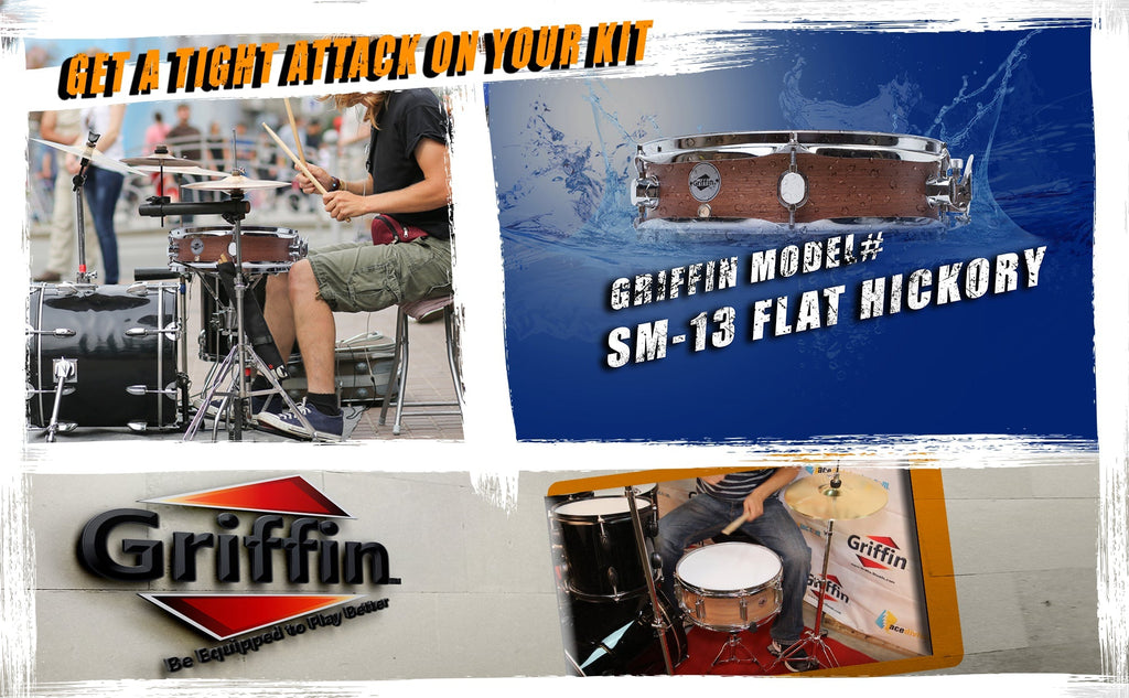 Piccolo Snare Drum 13" x 3.5" by GRIFFIN - 100% Poplar Wood Shell with Flat Hickory Finish & Coated Drum Head - Drummers Acoustic Marching Kit GeekStands.com