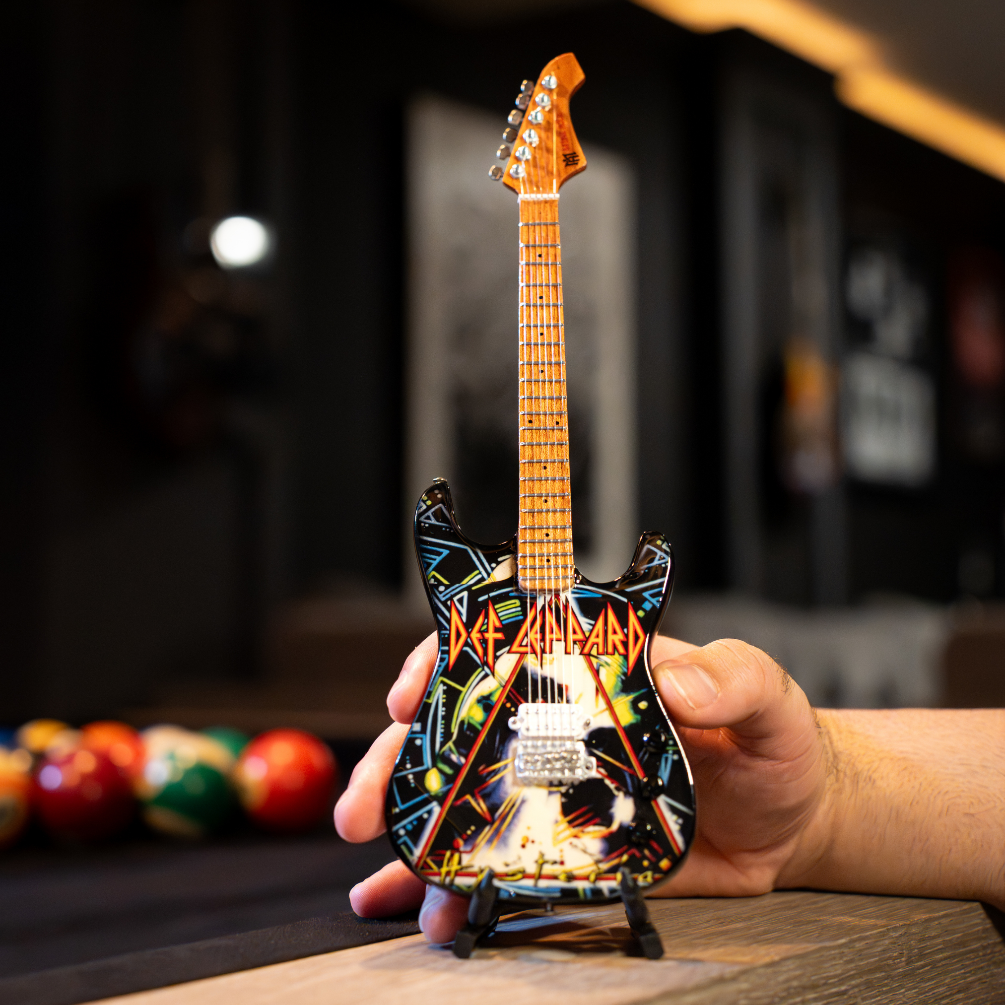 Def Leppard’s “Hysteria” Collectible Miniature Guitar The Mini Axe