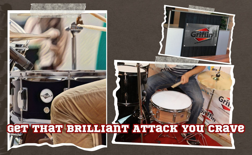 GRIFFIN Snare Drum | Poplar Wood Shell 14" x 5.5" with Black PVC & Coated Head | Acoustic Marching Percussion Musical Instrument Set with Drummers Key, 8 Metal Tuning Lugs & Snare Strainer Throw Off GeekStands.com