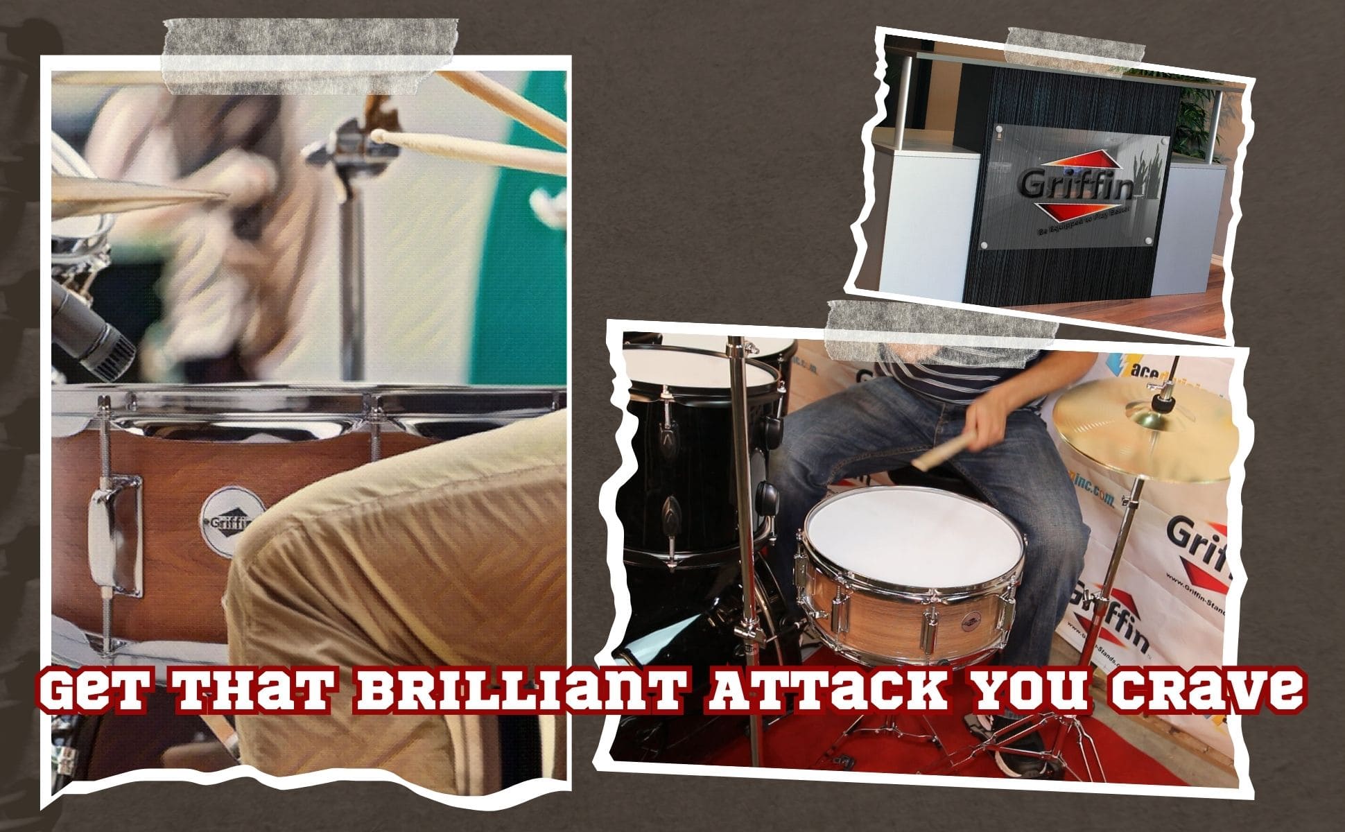 GRIFFIN Snare Drum | Poplar Wood Shell 14" x 5.5" with Flat Hickory PVC | 8 Metal Tuning Lugs & Snare Strainer Throw Off | Percussion Instrument with Drummers Key, Coated Head | Marching Kit Set GeekStands.com