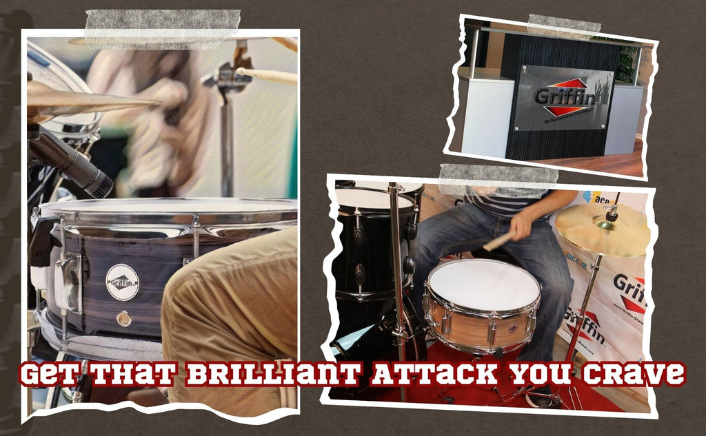 Deluxe Snare Drum by GRIFFIN | 14" x 5.5" Poplar Wood Shell with Zebra PVC Glossy Finish | Percussion Musical Instrument with Drummers Key for Students & Professionals | 8 Tuning Lugs & Snare Strainer GeekStands.com