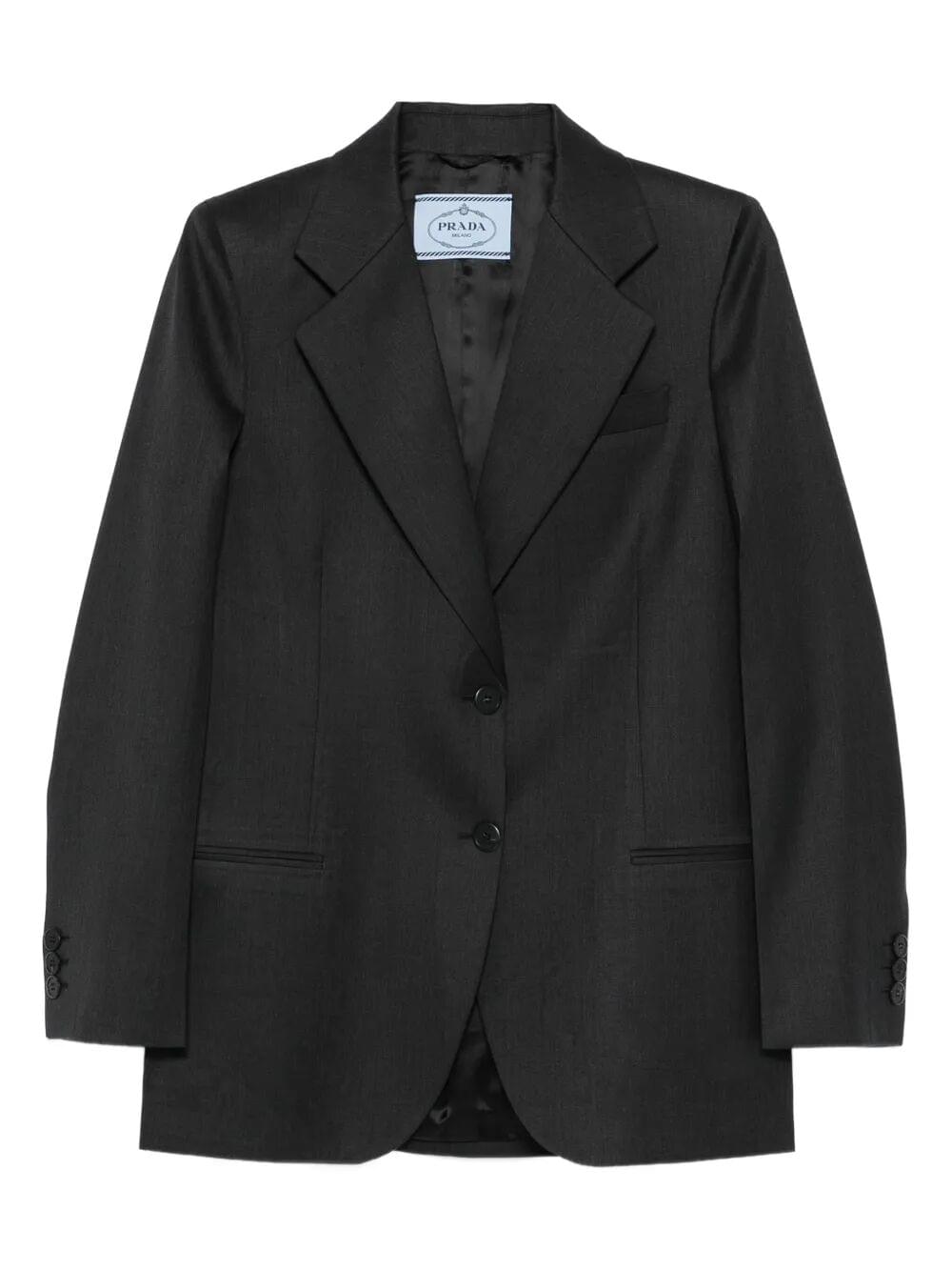 Prada Women Notched-Lapels Wool Blazer Luosophy