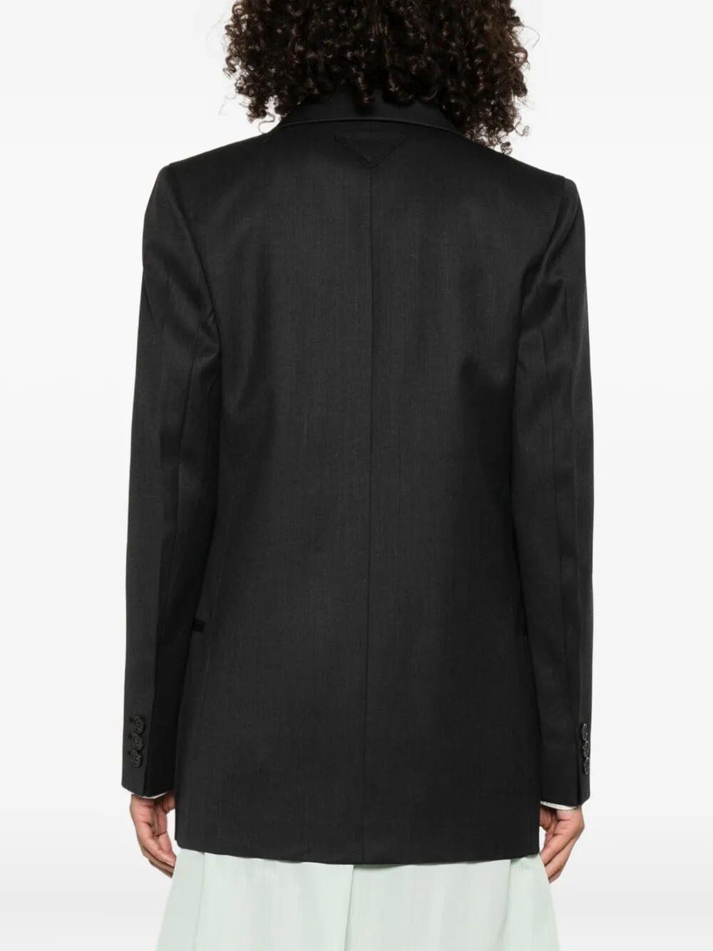 Prada Women Notched-Lapels Wool Blazer Luosophy