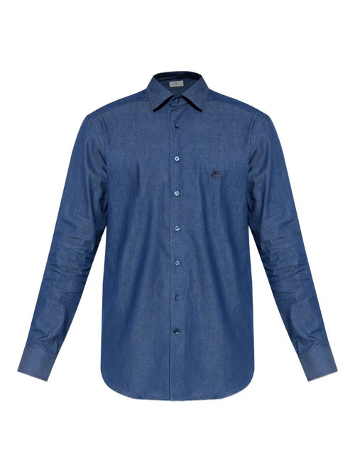 Etro Men Embroidered Logo Cotton Shirt Luosophy
