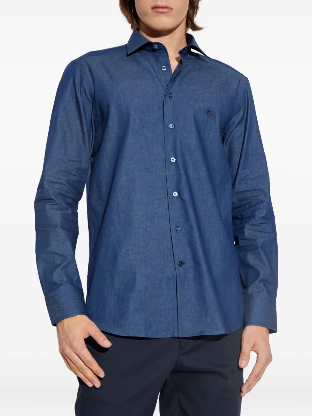 Etro Men Embroidered Logo Cotton Shirt Luosophy