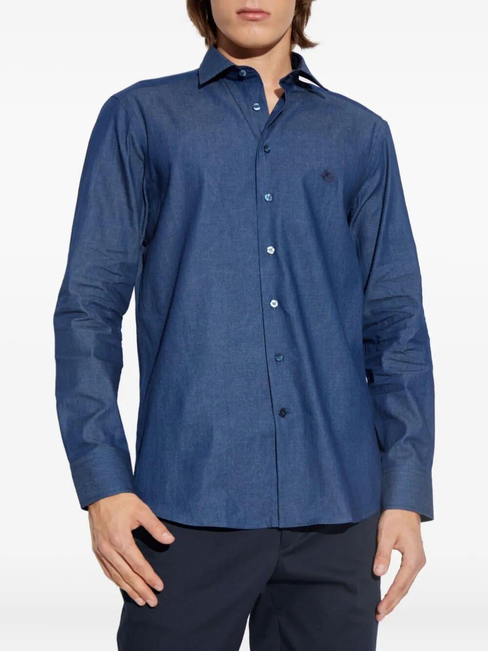 Etro Men Embroidered Logo Cotton Shirt Luosophy