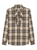 Saint Laurent Women Cassandre Lavallière Shirt In Cotton Tartan Luosophy