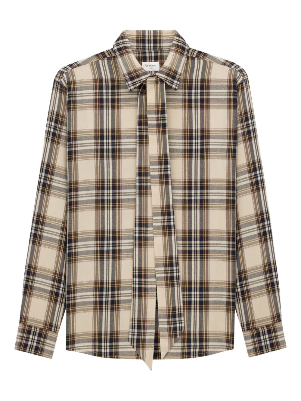 Saint Laurent Women Cassandre Lavallière Shirt In Cotton Tartan Luosophy