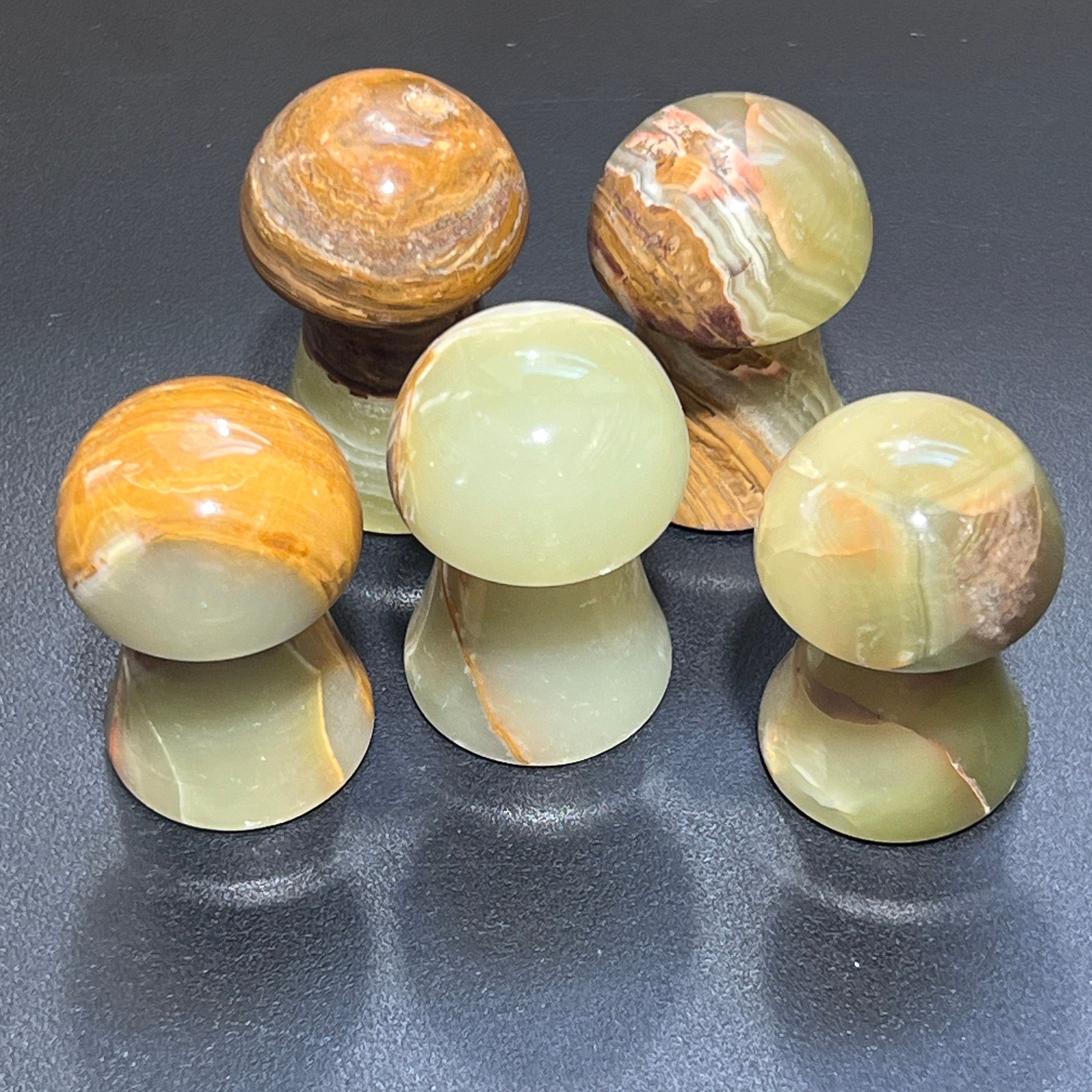 Green Banded Calcite Mushroon Crystal Carving Amazing Crystals