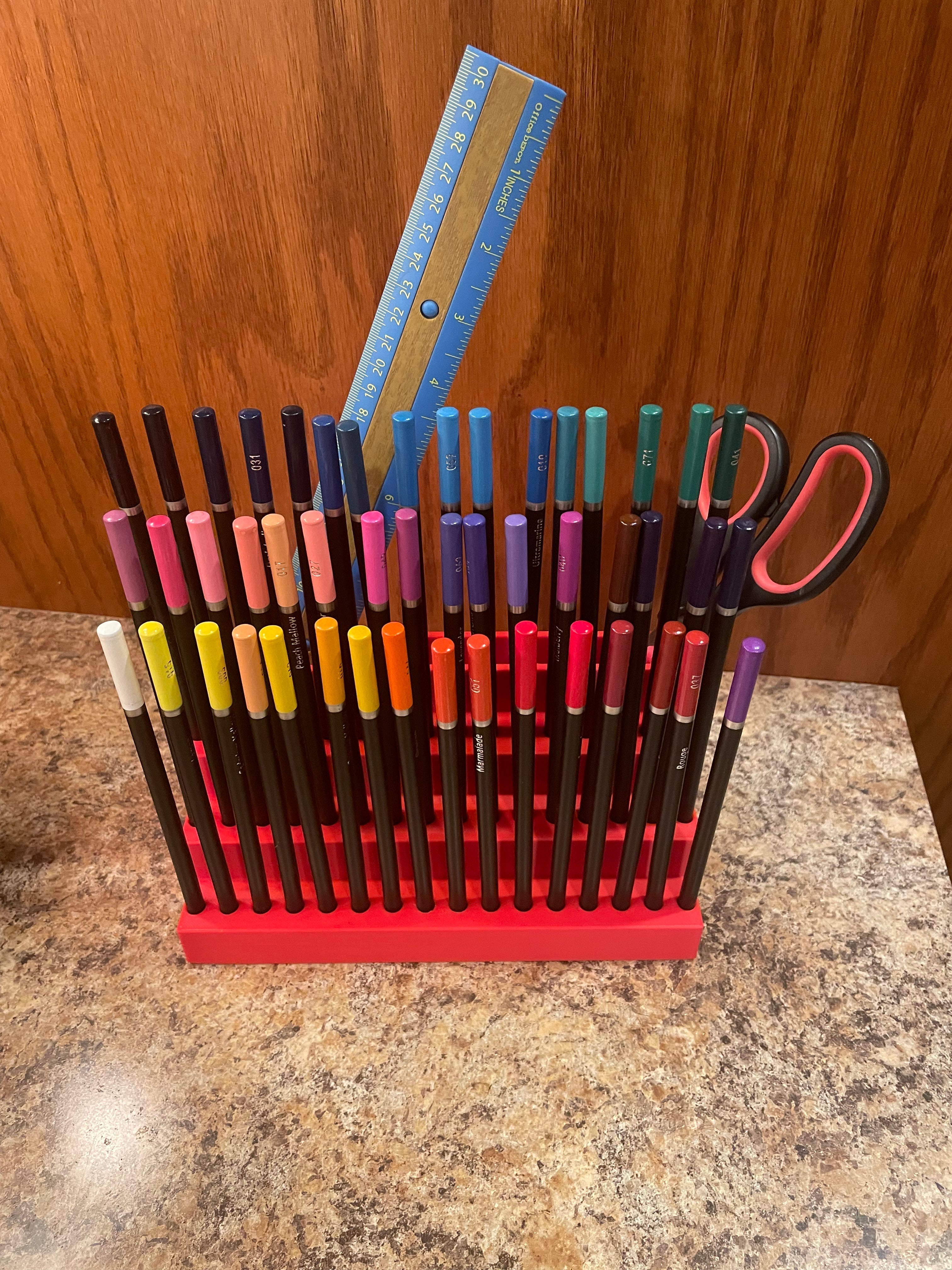 Large 48 Colored Pencil Caddy with Back Storage Y-Axis Printing LLC