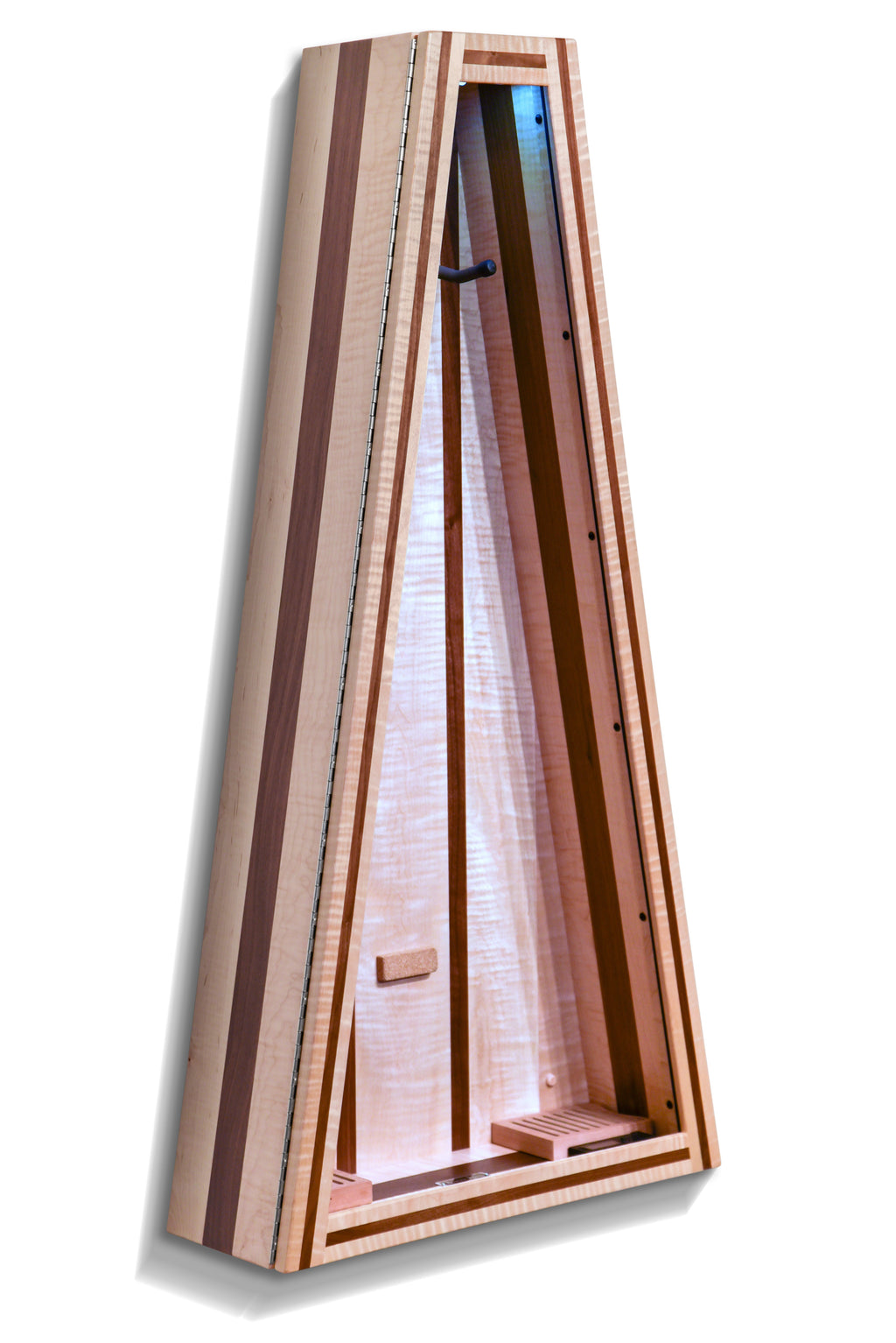 ClimaCase Triangle Humidor - Flamed Maple with Walnut Acoustic Remedy Cases