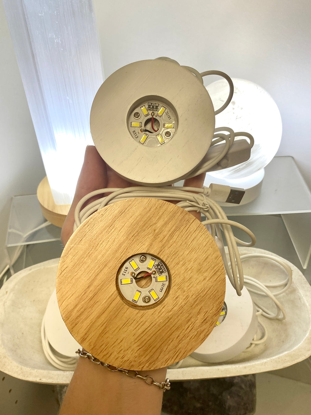 Wood Light Base | LED Stand for Crystal Sphere Curious Muse Crystals