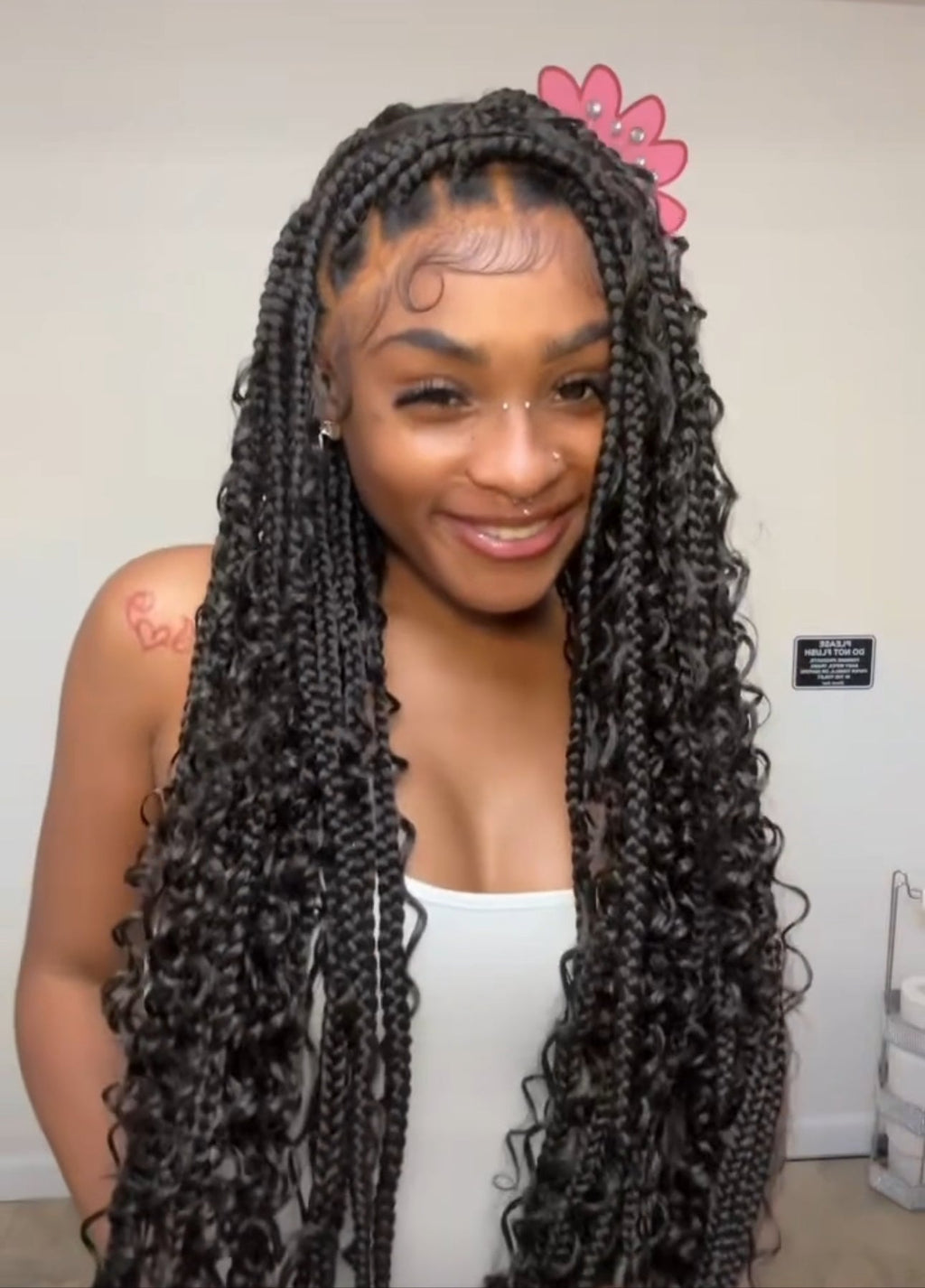 Black Boho knotless braids large knots HOL stores