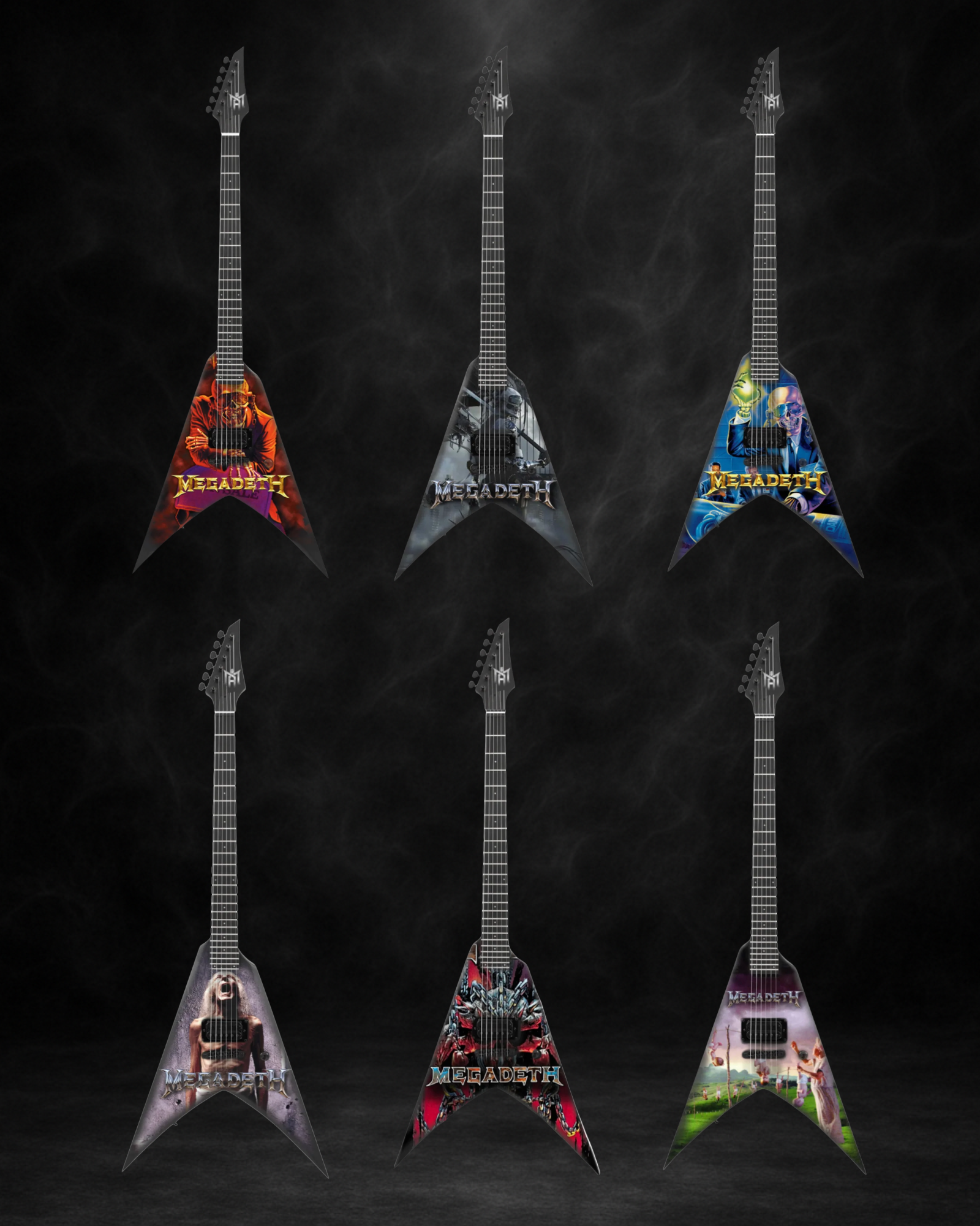 Megadeth - The Complete Megadeath Collectible Miniature Guitar Set – All 6 Official Designs The Mini Axe