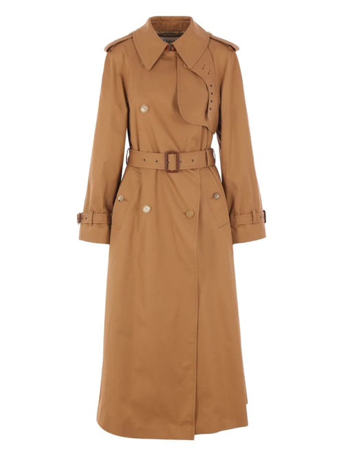 Chloe Women Cotton Gabardine Belted Long Trench Coat Luosophy