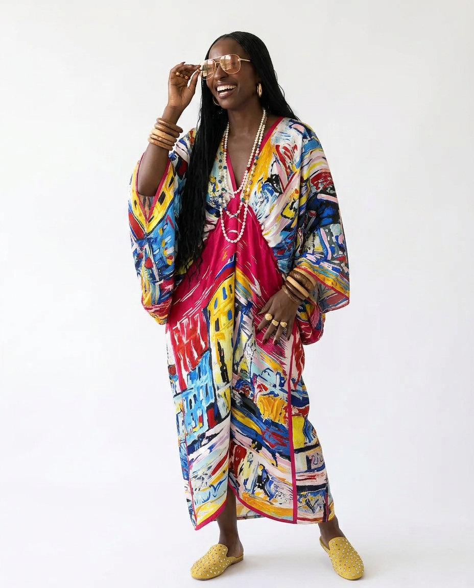 Lively Printed Bohemian Maxi Dress Boho Brown