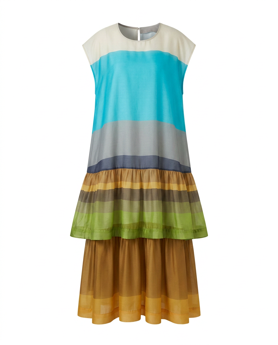Wanderlust Layered Gradient Maxi Dress Boho Brown