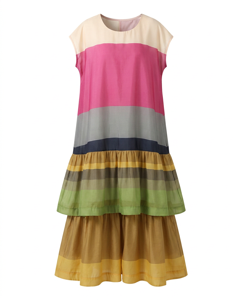 Wanderlust Layered Gradient Maxi Dress Boho Brown