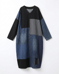 Untamed Patchwork Denim Maxi Dress Boho Brown