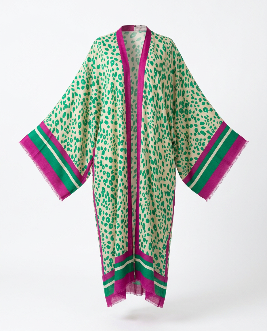 Boundless Printed Flowy Kimono Boho Brown