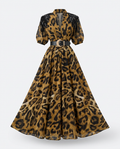 Fierce Leopard Print Maxi Dress Boho Brown