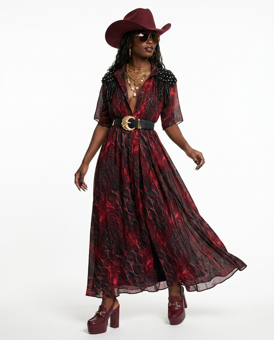 Fierce Leopard Print Maxi Dress Boho Brown