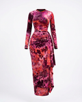 Vibrant Tie Dye Ruched Maxi Dress Boho Brown