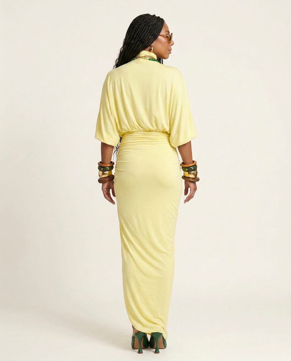 Radiant Pleated High Waist Maxi Dress Boho Brown