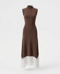 Divine Lace Patchwork Maxi Dress Boho Brown