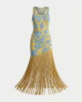 Wild Heart Printed Tassel Maxi Dress Boho Brown