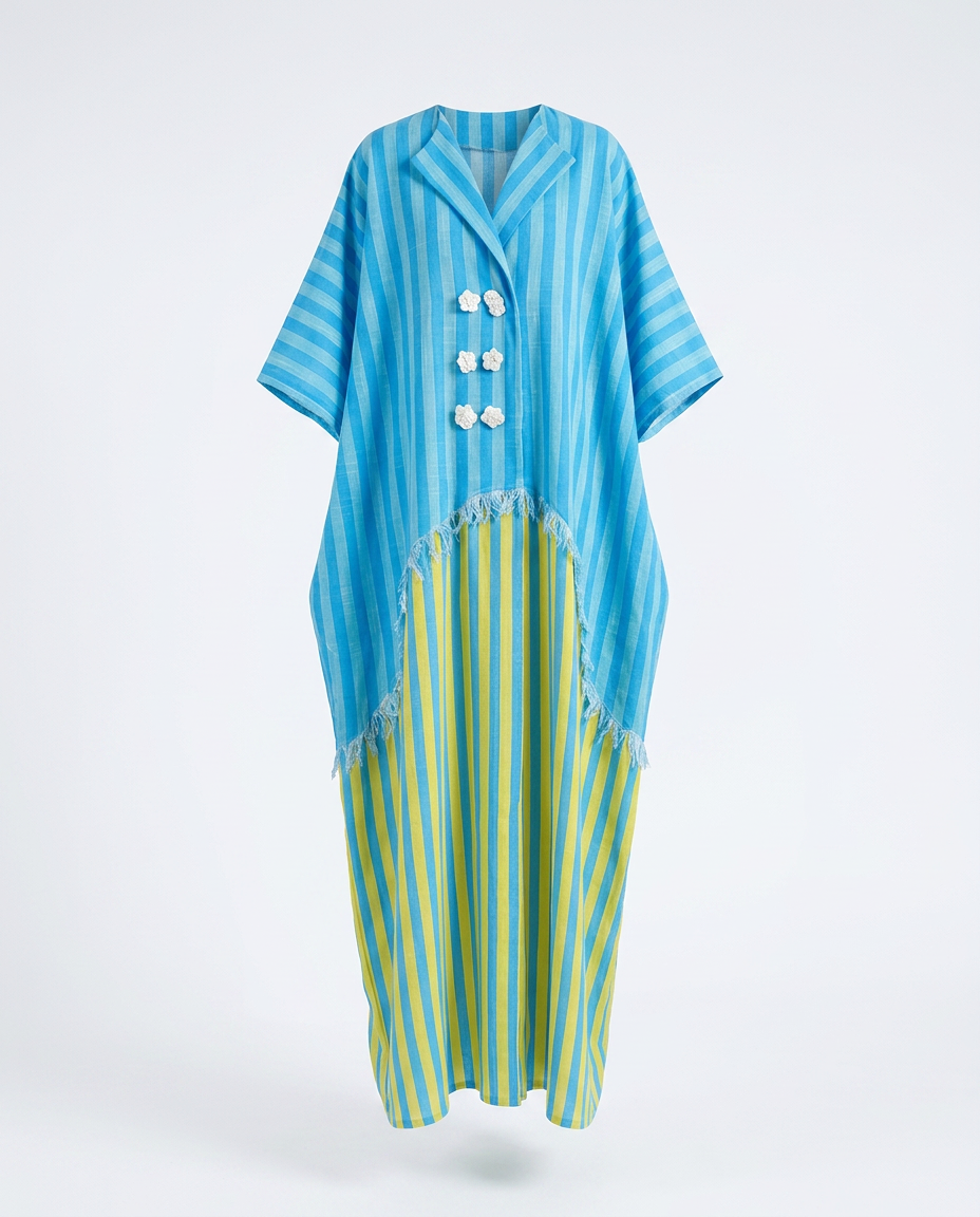 Vibrant Striped Boho Maxi Dress Boho Brown