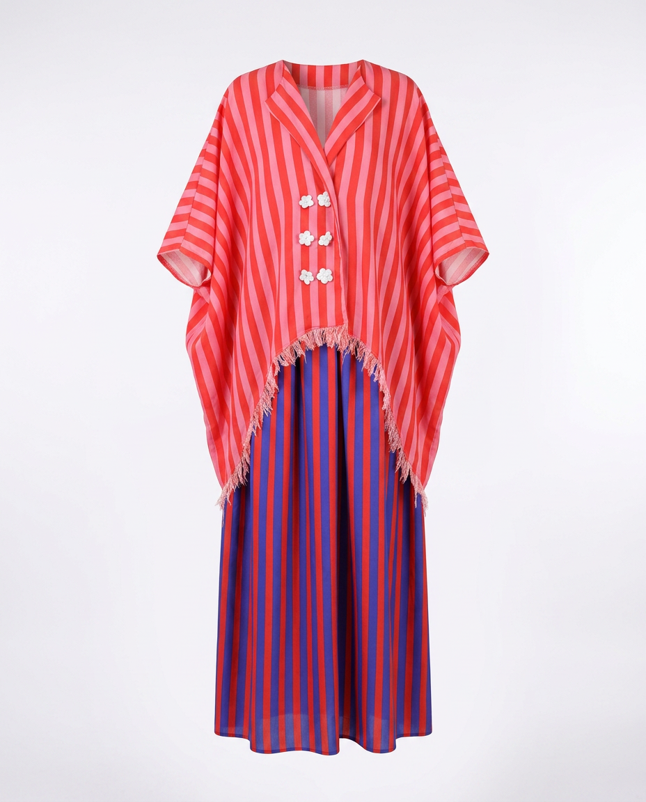 Vibrant Striped Boho Maxi Dress Boho Brown