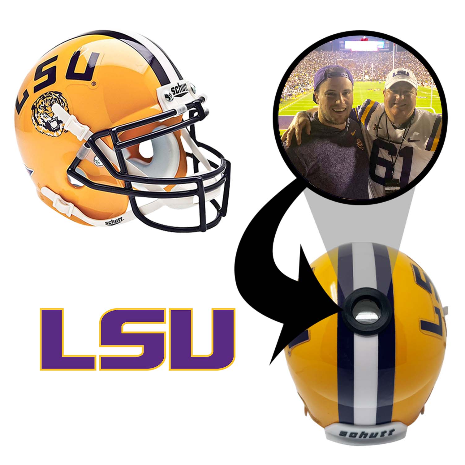 LSU Tigers College Football Collectible Mini Helmet - Picture Inside - FANZ Collectibles Fanz Collectibles