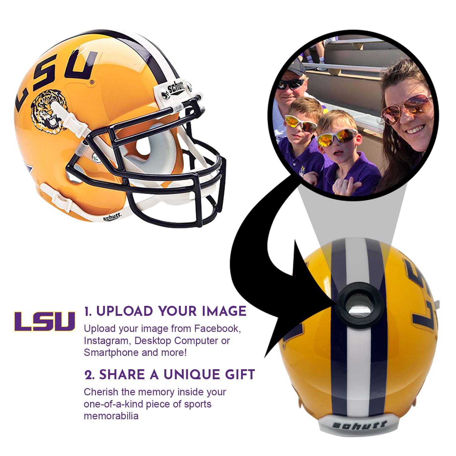 LSU Tigers College Football Collectible Mini Helmet - Picture Inside - FANZ Collectibles Fanz Collectibles