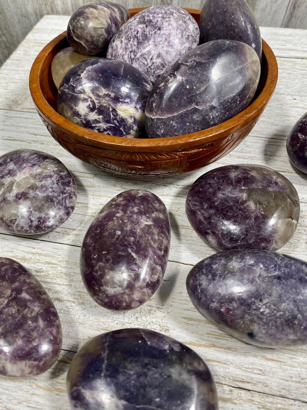 Lepidolite with Citrine Palm Stone Curious Muse Crystals