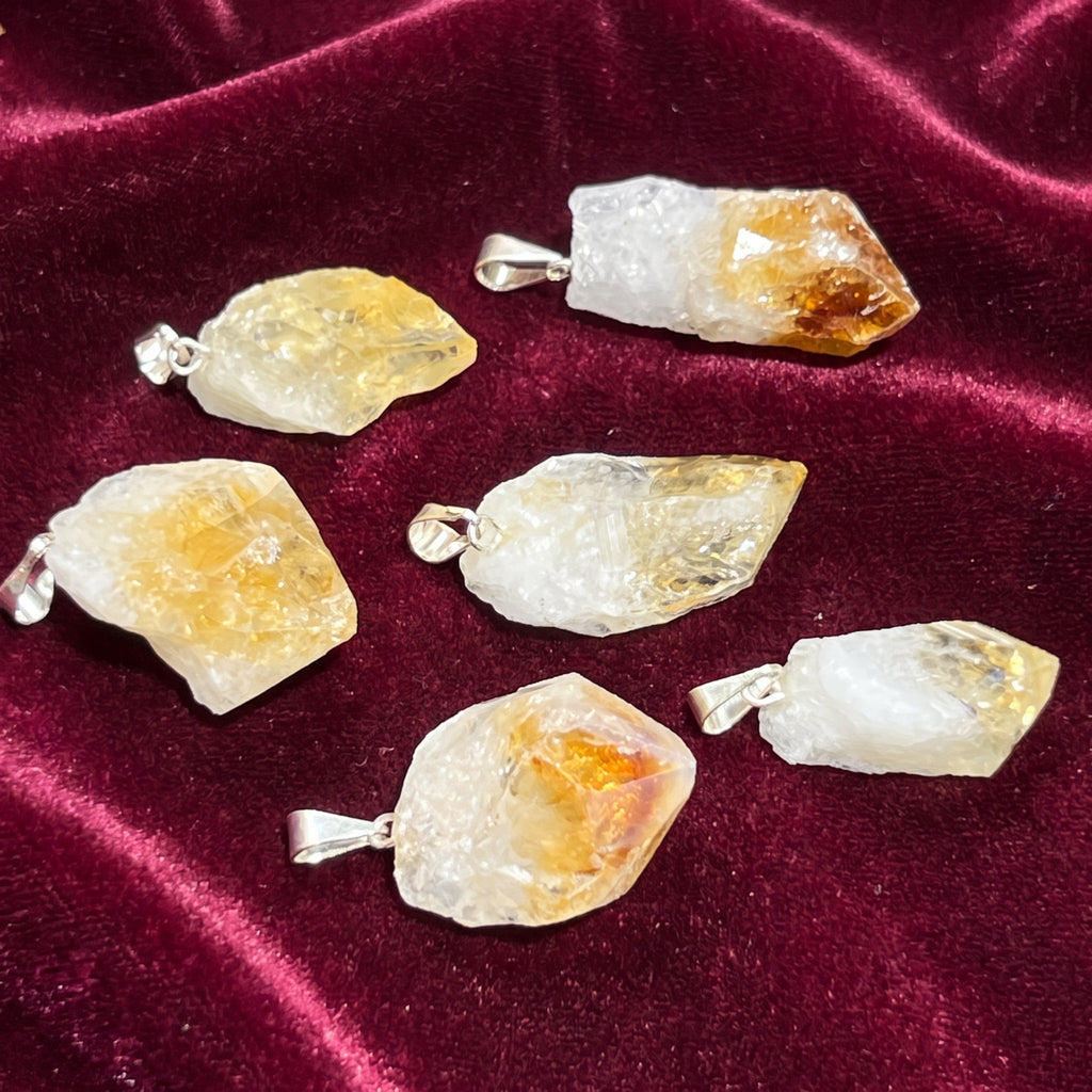 Citrine Crystal Point Pendant (Silver Bail) Amazing Crystals