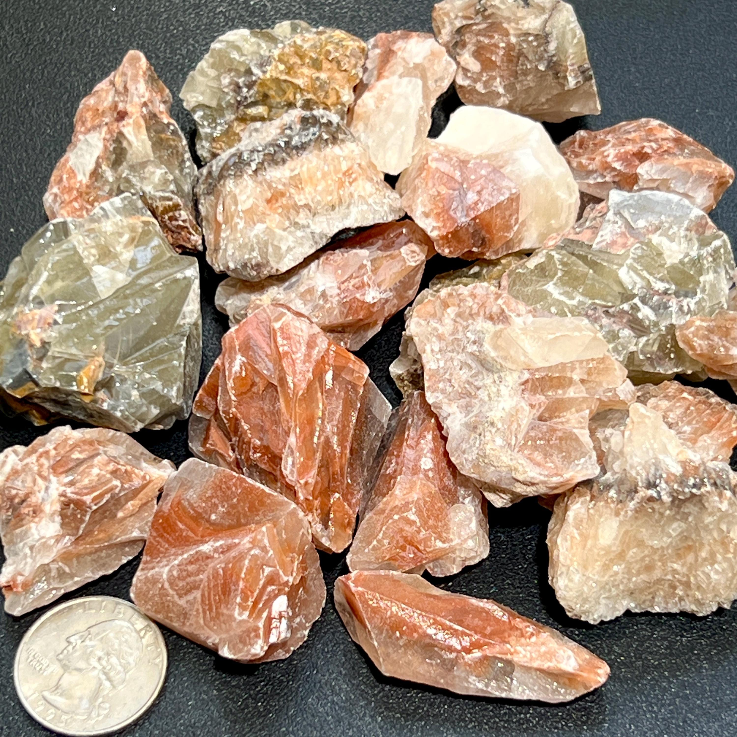 Mixed Color Red Green Calcite Crystal Rough Raw Stones (By The Piece or Pound) Wholesale Amazing Crystals