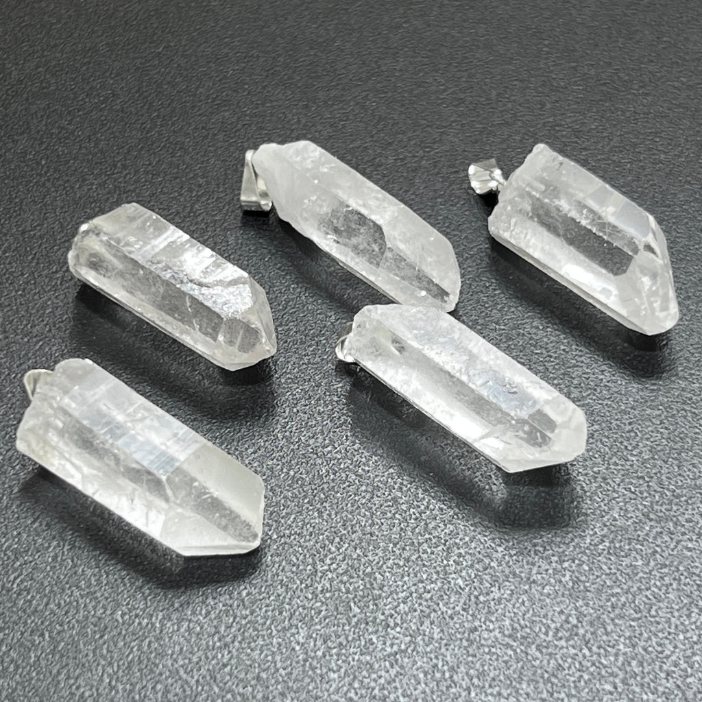 Raw Quartz Crystal Pendant Point Pendant Silver Necklace Charm Gemstone Amazing Crystals