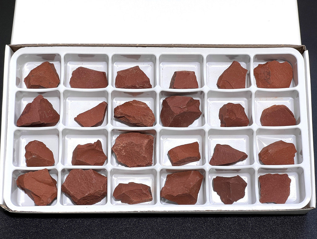 Red Jasper Rough Raw Stones (24 Pcs) Boxed Flat Amazing Crystals