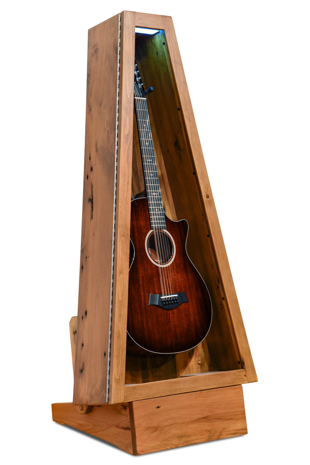 ClimaStand Triangle Humidor with Base - 300 Year Old Reclaimed Wood with Sealy Stain Acoustic Remedy Cases