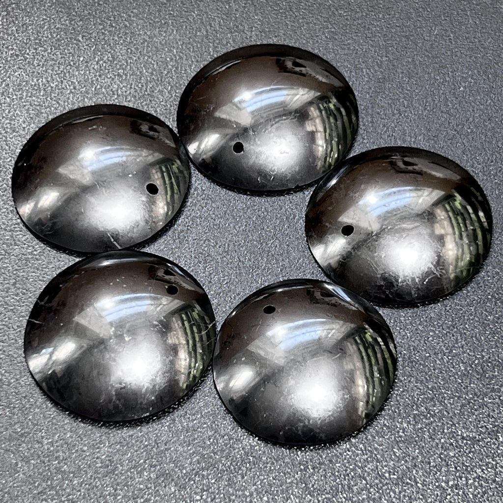 Black Shungite Circle Puffy Dome Drilled Beads Pendant Gemstone Jewelry Necklace Supply Amazing Crystals