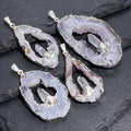 Oco Geode Pendant with Quartz Point (Silver Plated) Amazing Crystals