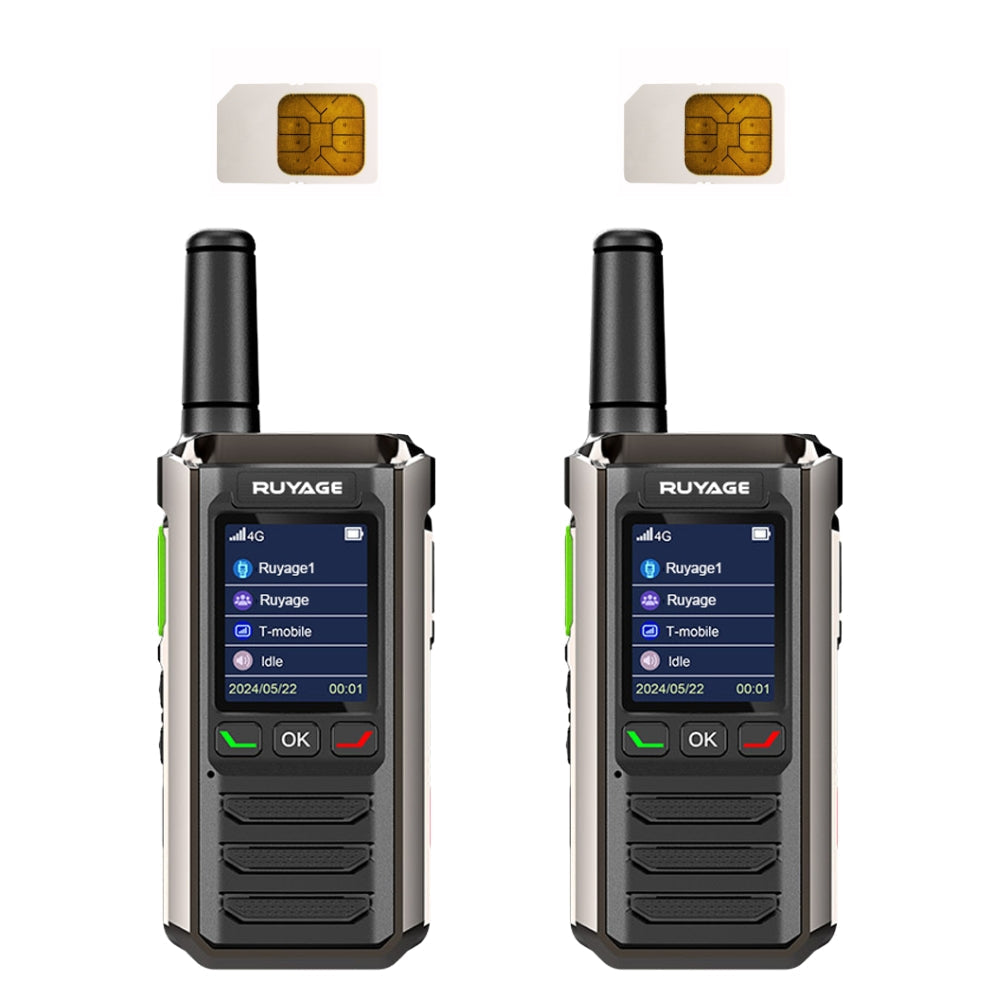 Ruyage R0 Nationwide Lte Two Way Radios Lifetime Free Unlimited Range Rechargeable Global 4g Poc,Portable Walkie Talkies Long Range for Adults Family Road Trip Truck Fleet 2 Pack Ruyage Radio