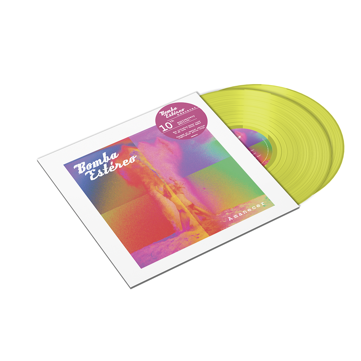 Bomba Estereo - Amanecer 10 Year Anniversary Highlighter Yellow Vinyl 2LP Sony Latin