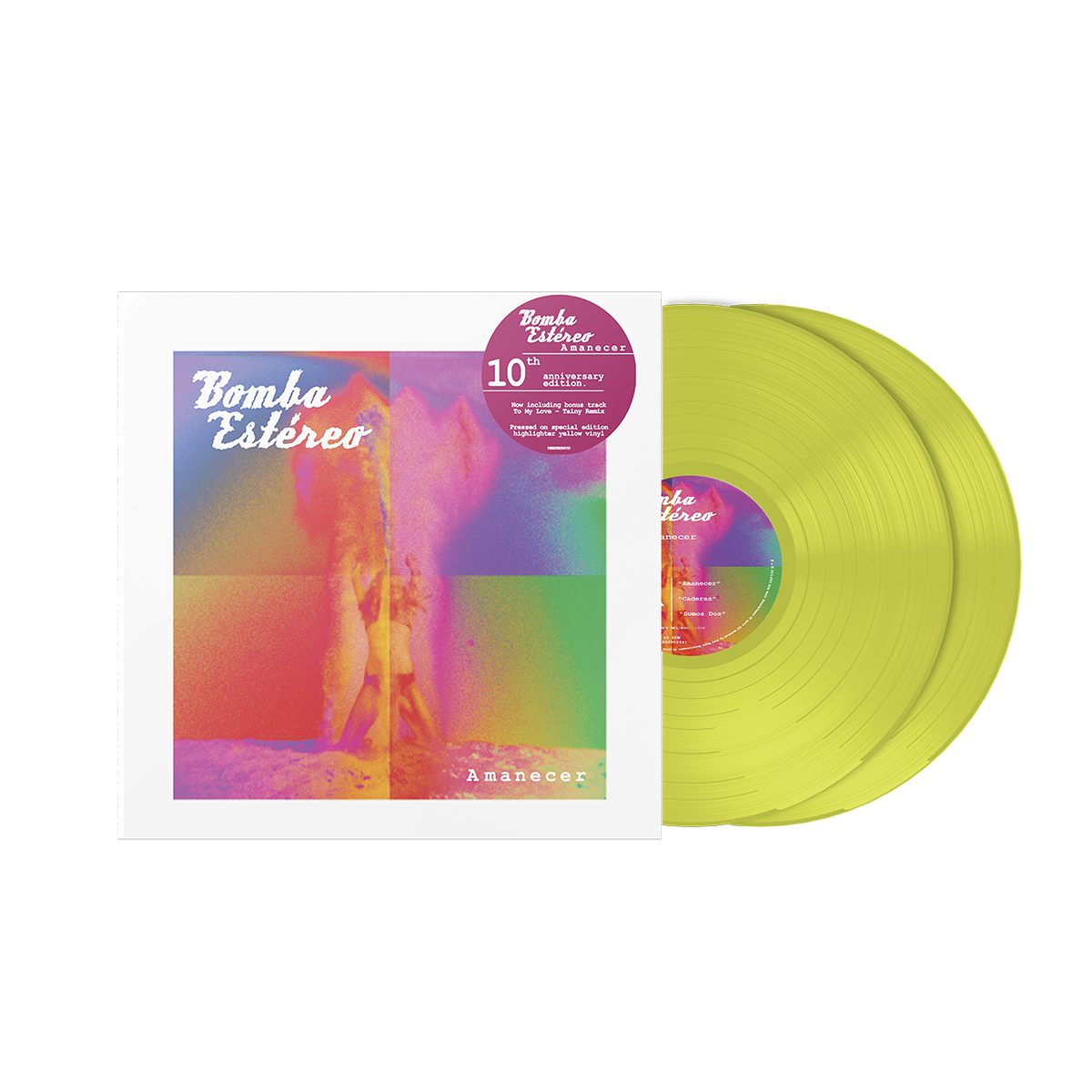 Bomba Estereo - Amanecer 10 Year Anniversary Highlighter Yellow Vinyl 2LP Sony Latin