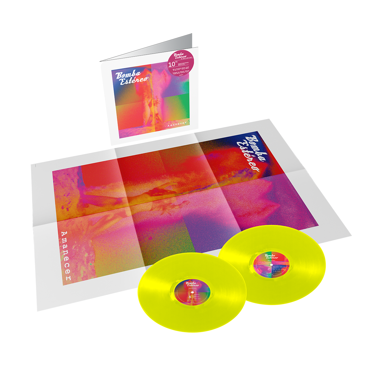 Bomba Estereo - Amanecer 10 Year Anniversary Highlighter Yellow Vinyl 2LP Sony Latin
