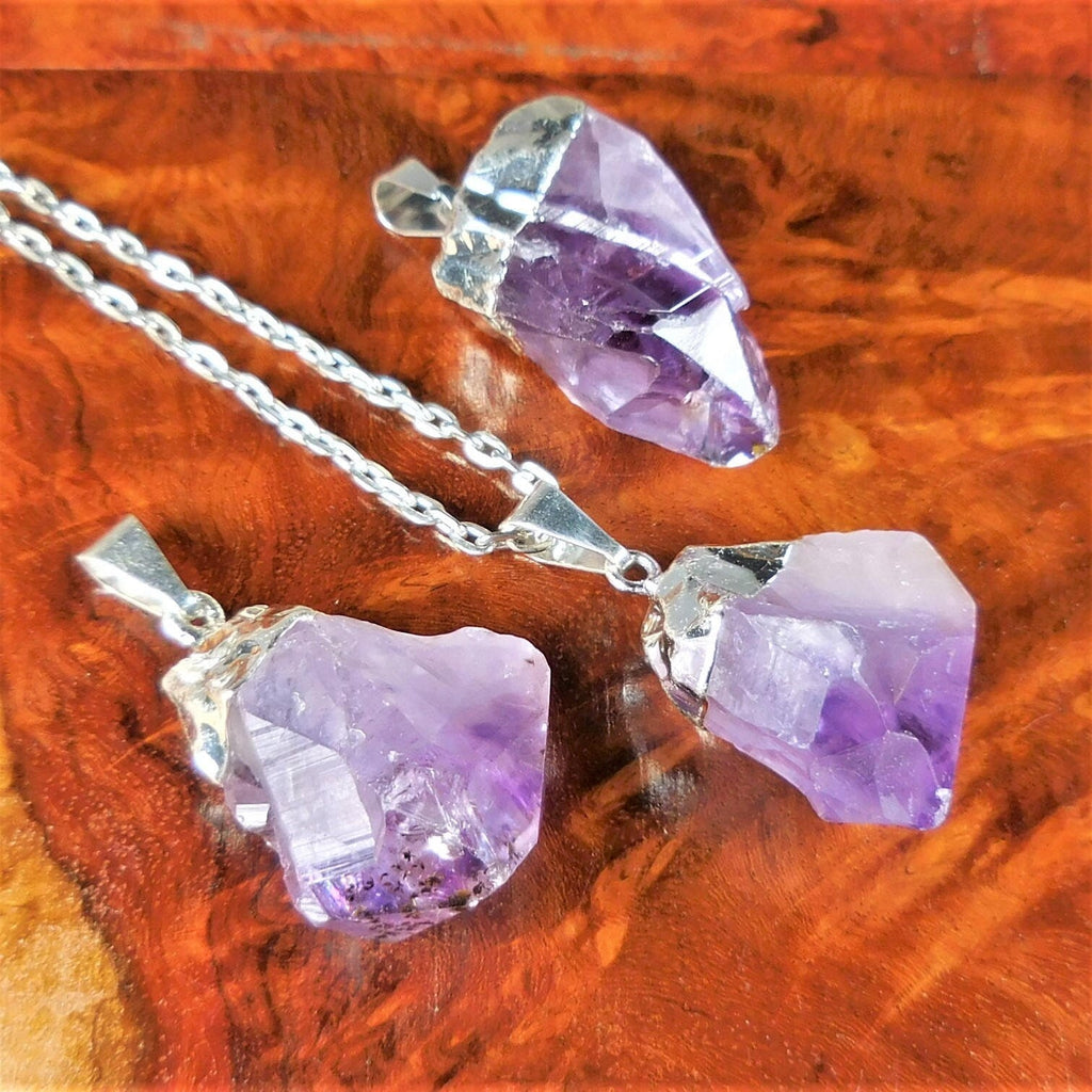 Purple Amethyst Crystal Point Pendant (Silver Plated) Wholesale Amazing Crystals