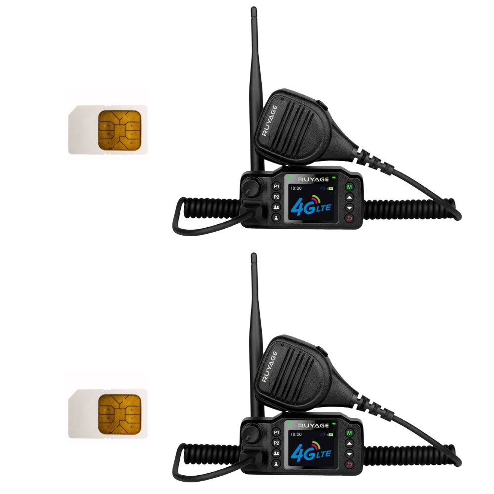 Ruyage Push-to-Talk Over Cellular Poc Mobile Radios with Sim Cards for Car Vehicle - Nationwide Communication Unlimited Range Walkie Talkies with Handheld Microphone 2 Pack Ruyage Radio